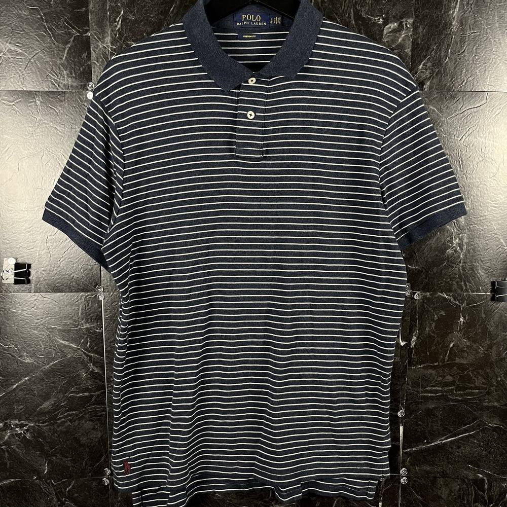Polo Ralph Lauren Men's Blue Striped Polo Shirt Large